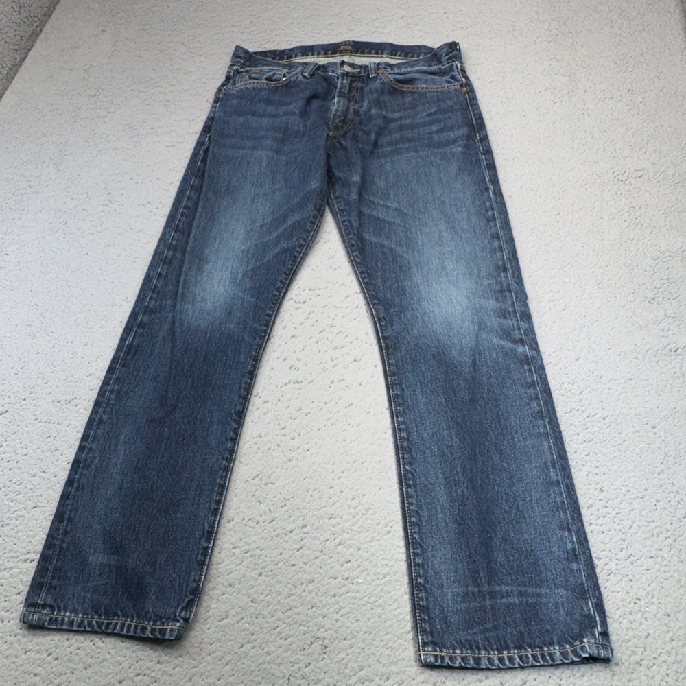 Polo Ralph Lauren Hampton Jeans Mens 32x28 Blue Relaxed Straight Hand Sanded